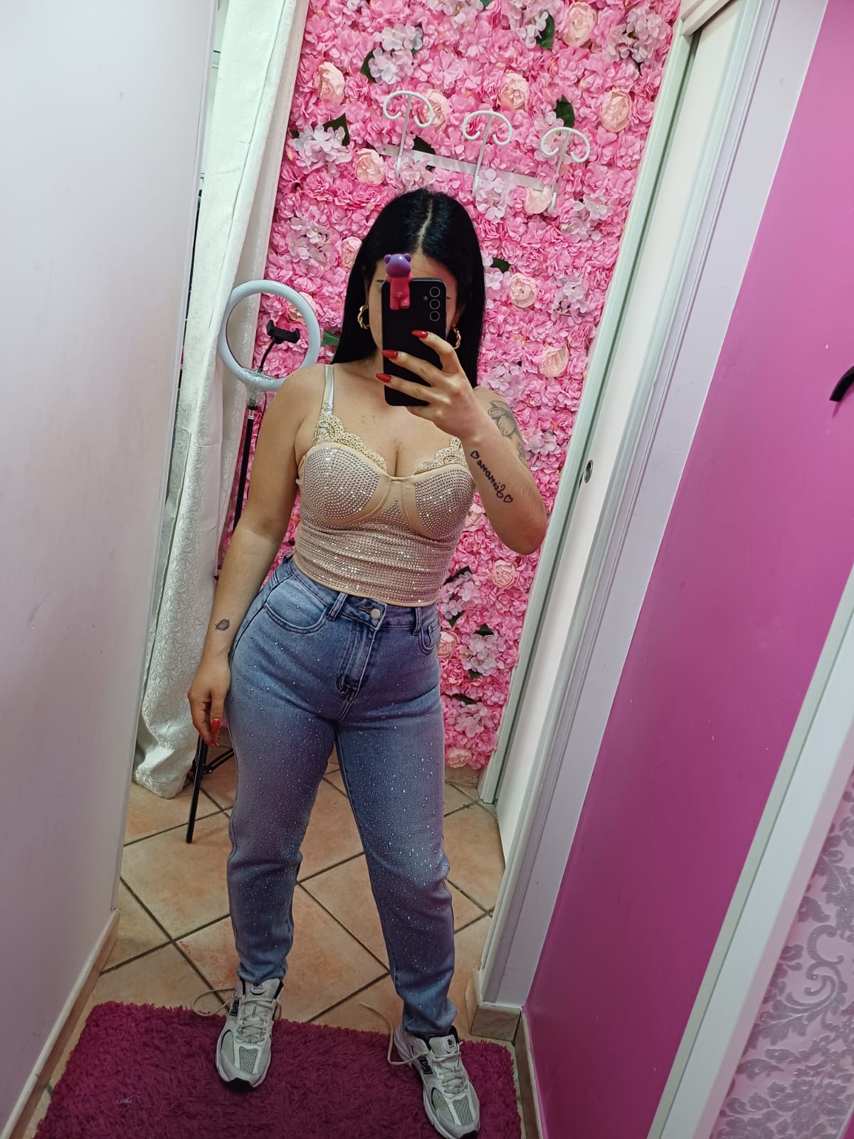 Jeans ballon brillantinato