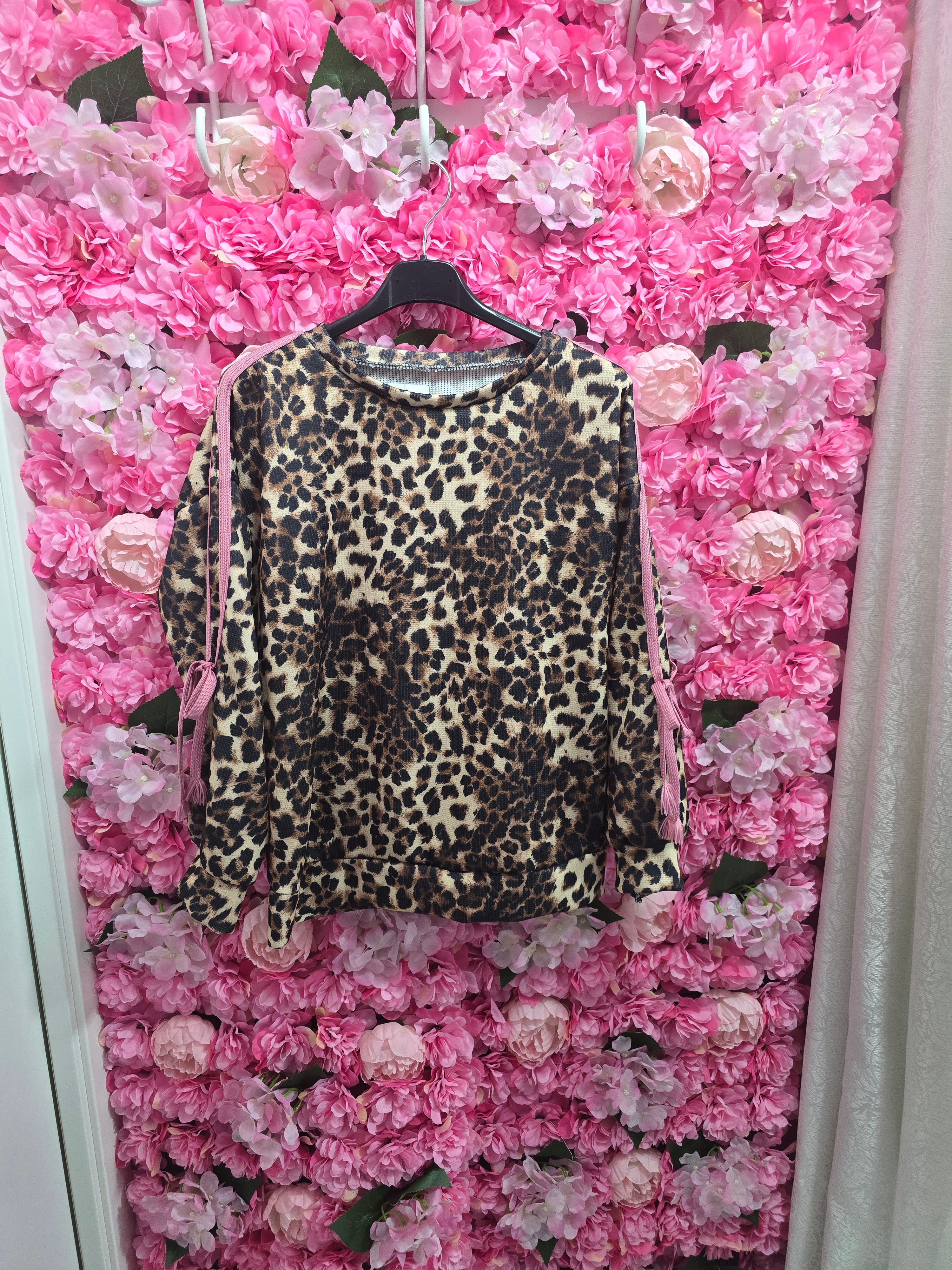 Felpa animalier con fiocco