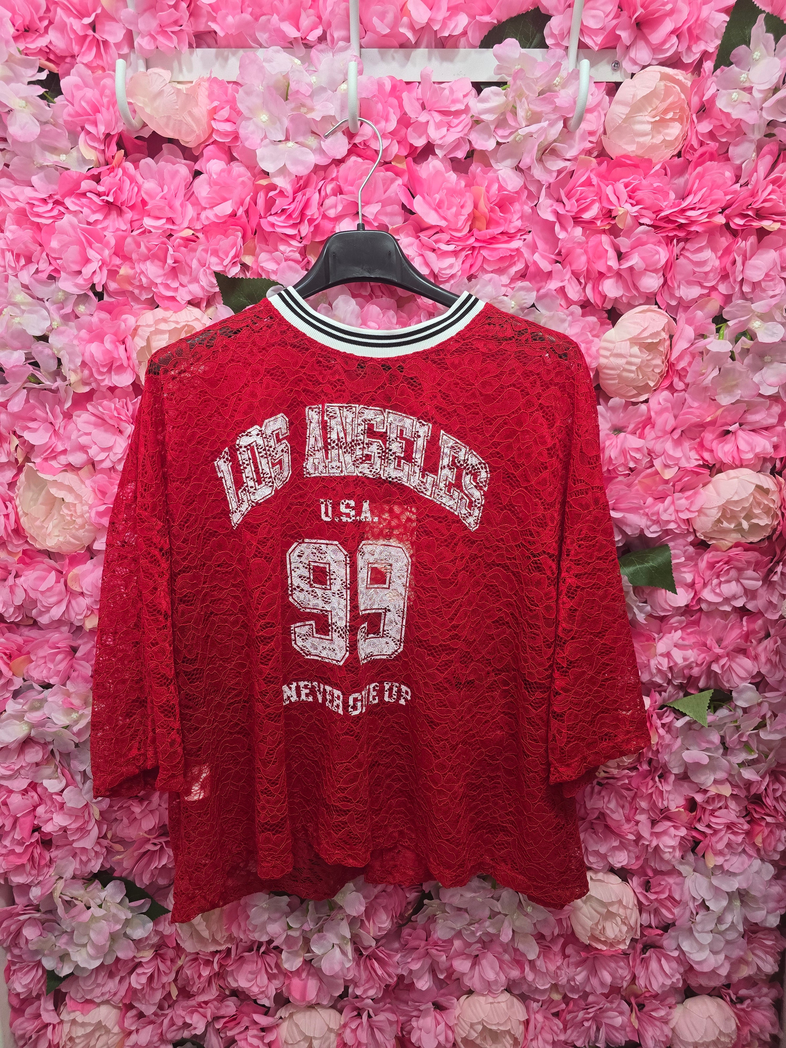 Maglia crop merlettata