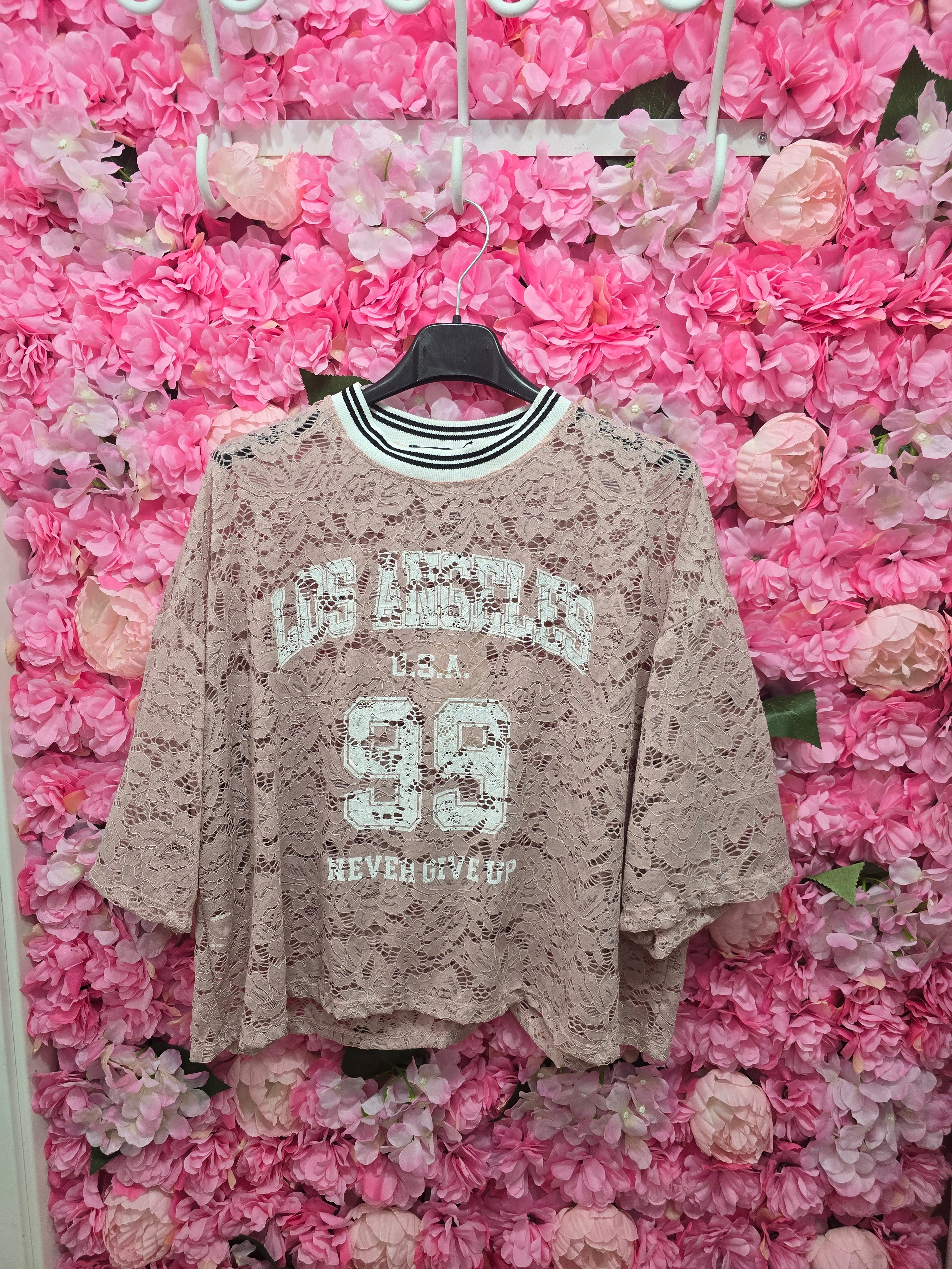 Maglia crop merlettata