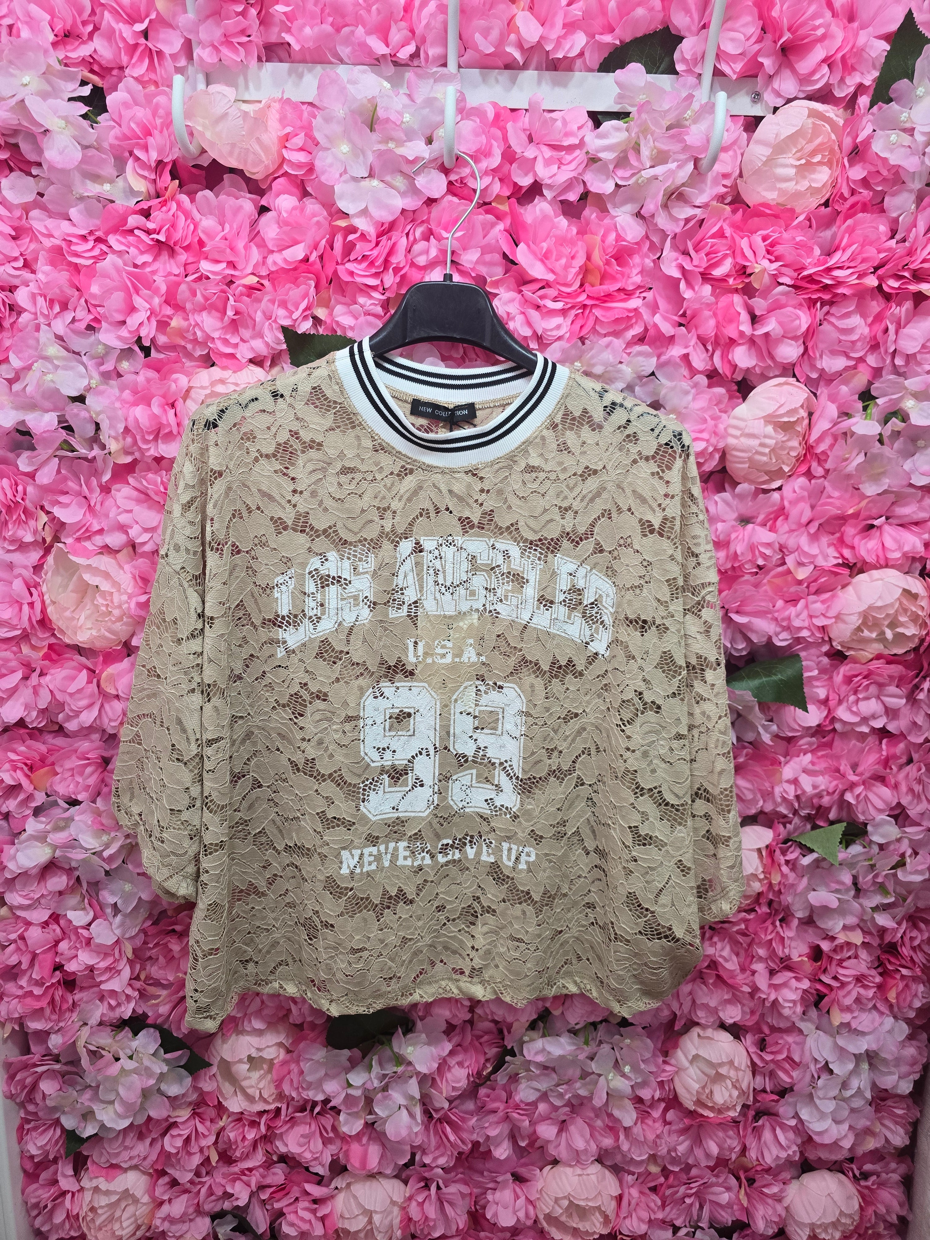 Maglia crop merlettata